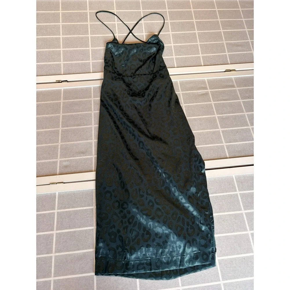 NWT Lush Satin Slip Strappy Back Emerald Green Graduation Dress‎ Women Sz M